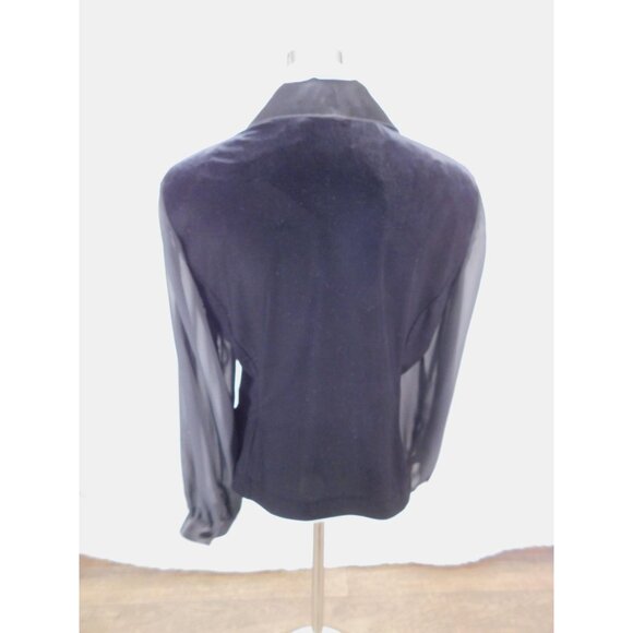 Danny & Nicole Jacket Womens 14 Black Velvet Sheer Sleeve Satin Shawl Collar - Picture 7 of 12